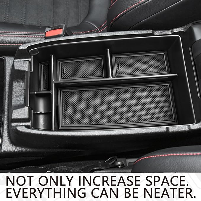 HGWEI Center Console Organizer Compatible with Ford Escape 2020-2026/Bronco Sport 2021-2025 Accessories, Insert Armrest Box Secondary Storage Tray Black ABS Materials (Not for U725 2-Door)