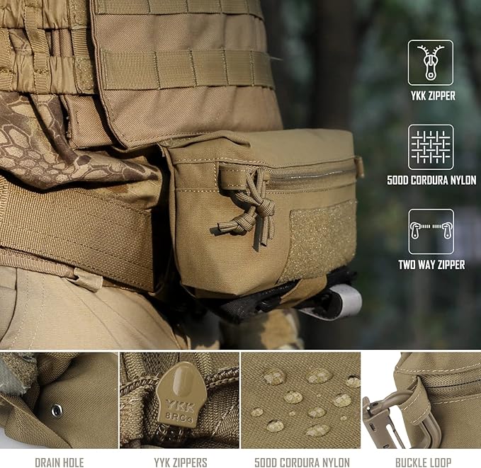 WYNEX Tactical Dump Drop Pouch, Dangler Pouch Utility Tool Pack Sub Abdominal Carrying Bag EDC Pocket Organizer Accessories for Plate Carrier Chest Rig