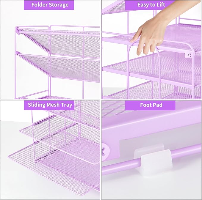 OPNICE 6-Tier Letter Tray Paper Organizer, Desk Organizers and Accessories, Desktop File Organizer, Office Desk Accessories for Office Supplies(Purple)