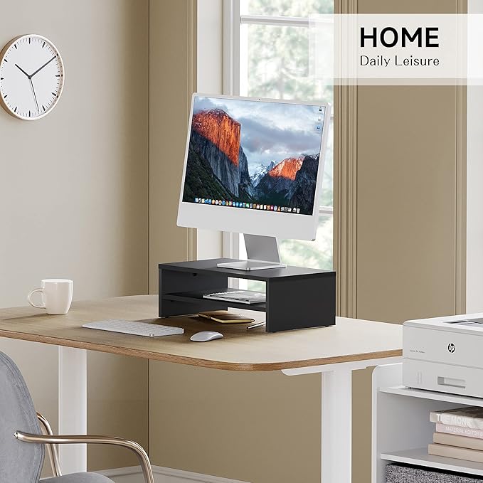 FITUEYES Computer Monitor Riser Stand Clamp Desktop Stand Workspace Organizer 2-Pack DT204202WB