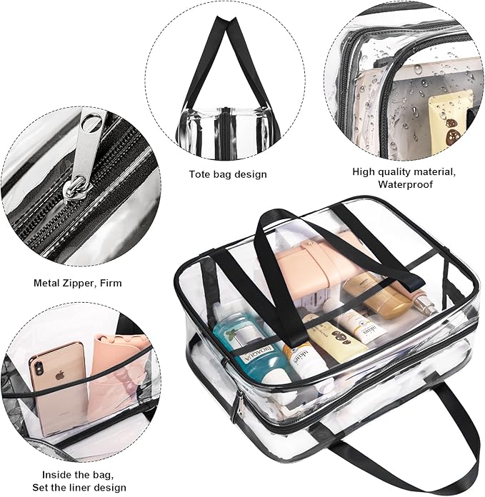 ONEGenug Clear Toiletry Bag Thick Transparent Cosmetic Bag Waterproof Makeup Artist Large Bag Diaper Case Luggage Organizer Storage Easy Clean Large