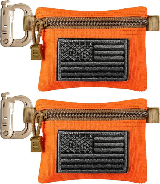 FRTKK 2 Pack Tactical Compact EDC Pouches Military Molle Utility Pouch Accessories Organizer Pouch Coin Purse Keychain Pocket Credit Card Holder Waist Pack