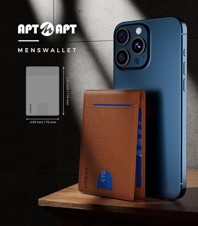 Men's Wallet with Tracker, (RFID Blocking) Slim Bifold Front Pocket Wallets for Men with Find My for Travel, Gym, Daily Use with Gift Box, Brown