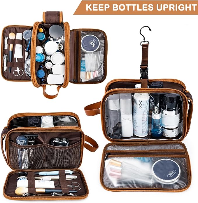 BAGSPRITE Large Toiletry Bag for Men, Women Travel Bag with Hanging Hook, Water-resistant Makeup Cosmetic Bag Shaving Kit Organizer, Bathroom Bag for Traveling