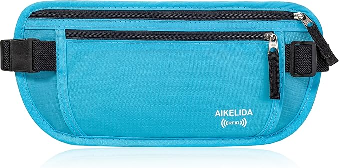 Travel Money Belt - Slim Passport Holder Travel Wallet with RFID Blocking Travel Pouch Undercover Fanny Pack for Women Men