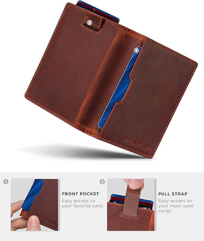 SERMAN BRANDS - Wallets for Men Slim Mens leather RFID Blocking Minimalist Card Front Pocket Bifold Travel Thin