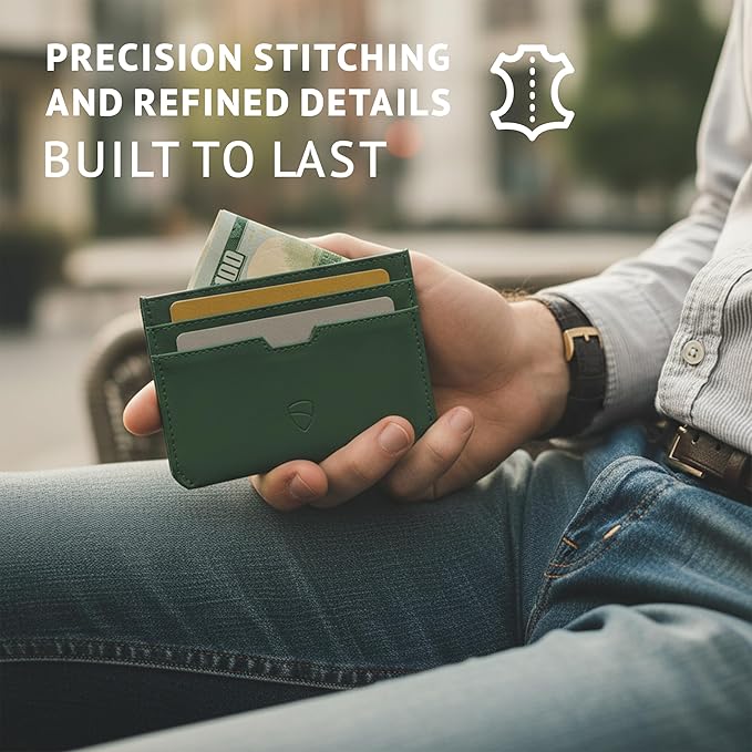 Vaultskin MOORGATE Slim Card Holder – Minimalist Leather Wallet with RFID Blocking, Front Pocket Credit Card Case for Men & Women