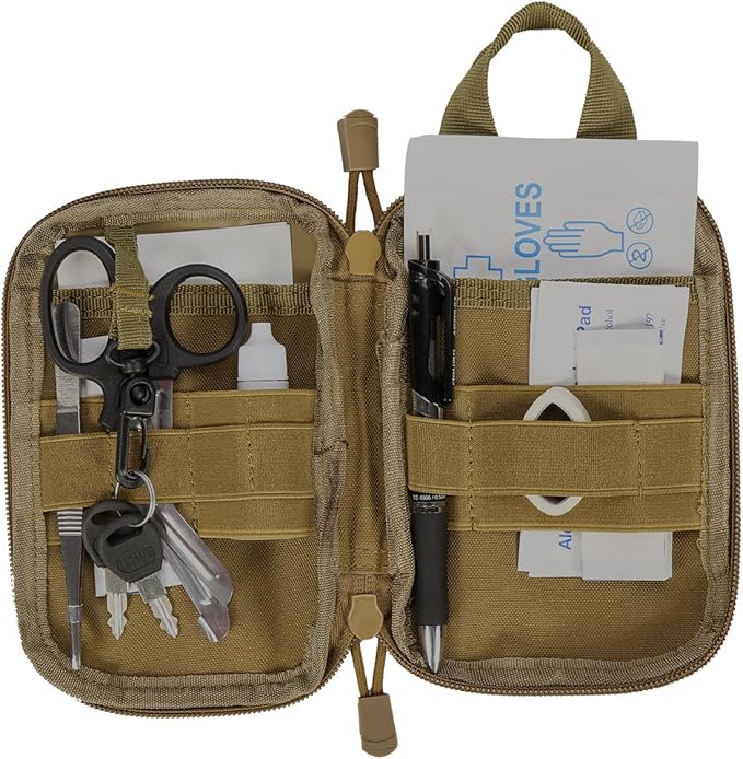 IronSeals Tactical Molle EDC Pouch Utility Tool Pouch Compact Pocket Organizer Pouch with US Flag Patch