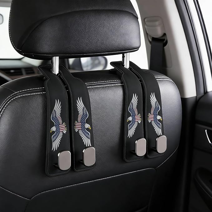 Purse Hook for Car -Universal Premium materials silicone and Aluminum-Magnesium Alloy Double Car Seat Back Storage Hook for Purses, Handbags, Bags Wing pattern (2 Pack) Black