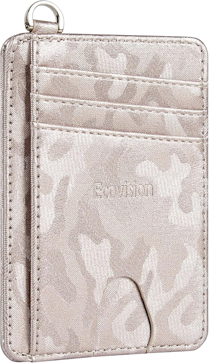 EcoVision Slim Minimalist Front Pocket Wallet, RFID Blocking Credit Card Holder Wallet with Detachable D-Shackle for Men Women