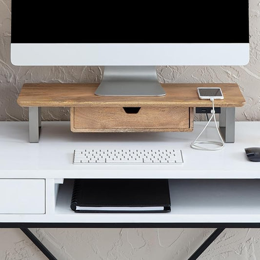 Anji Mountain Monitor Stand - Desktop Organizer & Laptop Riser, Ergonomic Monitor Riser, Space-Saving Monitor Stand for Desk, Durable Construction, Easy Assembly, Ideal for Home & Office,Natural