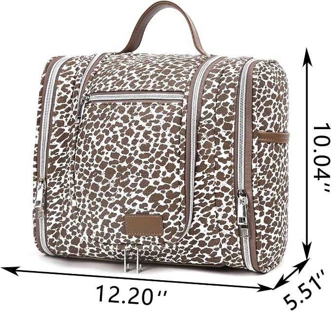 Hanging Travel Toiletry Bag For Women, Leopard Print Toiletries Bag For Travel Essential,Large Capacity Toiletries Organizer Kit For Cosmetics And Makeup