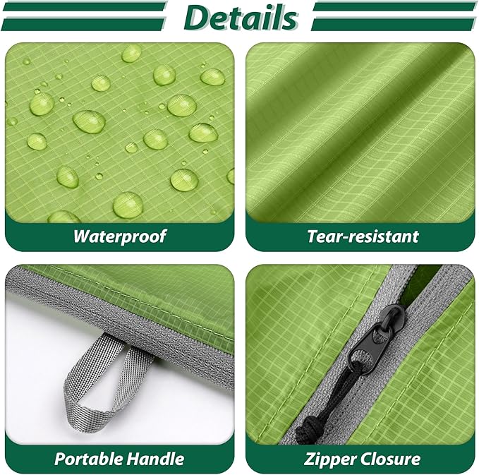 Veki 2 Pack Travel Laundry Bag, Waterproof Dirty Clothes Bags with Handles, Washable Wet Dry Bag, Essential Storage Organizer for Camping, Gym, Swimsuit, Suitcase, College Dorm (White&Green, X-Large)