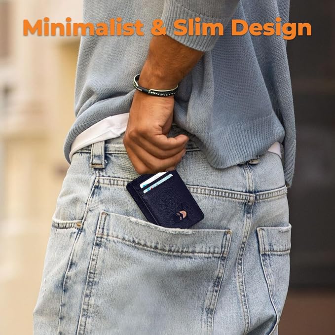 Leather Bat Wallet for Men and Women Personalized Wallet,Design with Cut-out Face,Slim Bat ID Wallet for Quick Access,Multiple Card Slots and Cash Compartments, Best Gift for Holiday（Dark Blue）