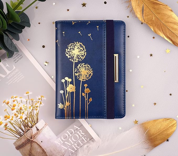 Coco Rossi Women's Fashion Dandelion Passport Wallet, Blue, RFID Blocking, 7 Compartments, Faux Leather