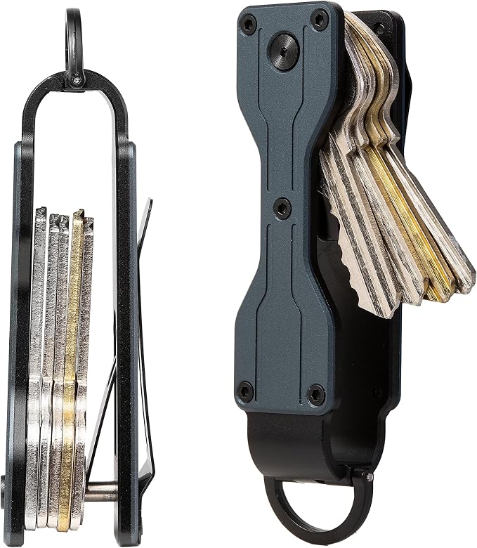 Compact Metal Key Organizer Minimalist Key Holder Secures 1-5 Keys | Durable solid metal key case, slim pocket design, safely holds up to 5 keys, lightweight portable daily keychain accessory