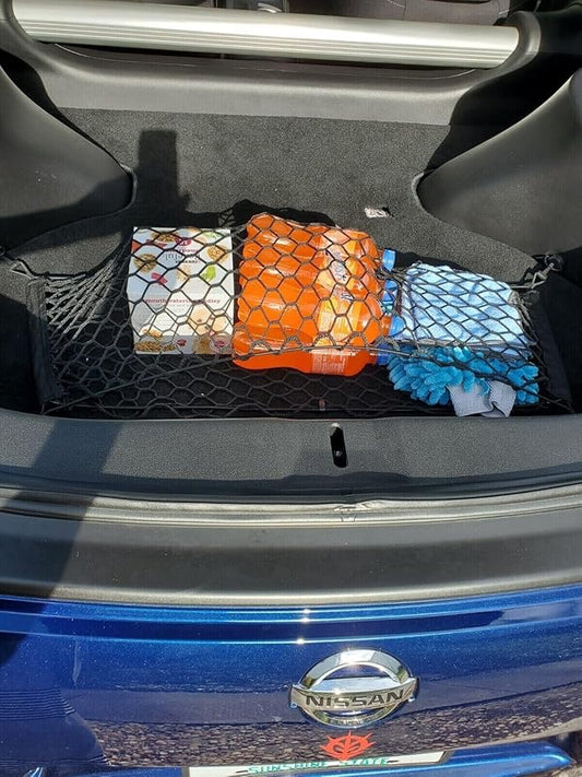 Trunk Organizer Cargo Net for Nissan 370Z 2009-2021 - Floor Style Cargo Net for Coupe - Premium Mesh Elastic Car Trunk Organizer Vehicle Carrier Storage - Compatible with Nissan 370Z