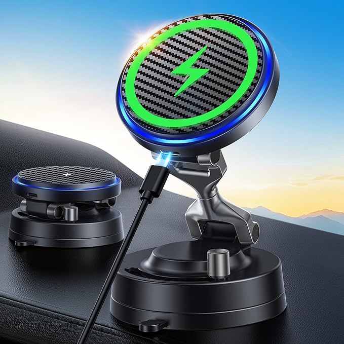 OANDYS for Mag-Safe Car Mount Charger 15W Fast Wireless Charging Magnetic Car Phone Holder, 82+LBS Strongest Suction, 3200gf Strongest Magnetic,360°Rotatable Stand for iPhone 17-12 Pro Max Plus Air