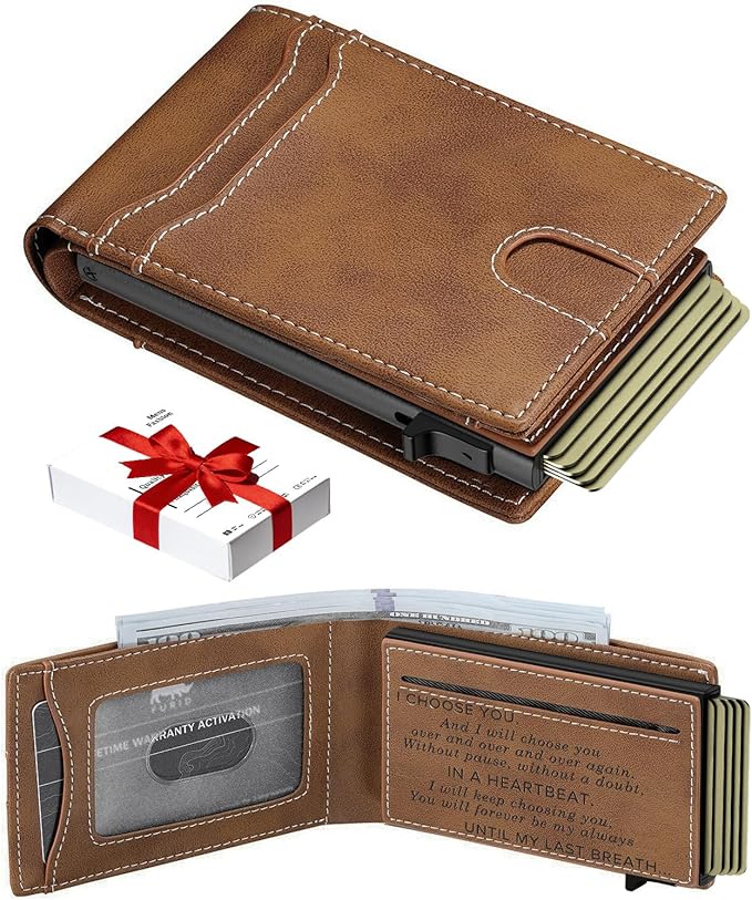 furid Gifts for Husband Him Valentines: Smart Wallet Rfid Blocking - Stocking Stuffers Gift Boxed For Boyfriend Father at Birthday Valentines Day Anniversary