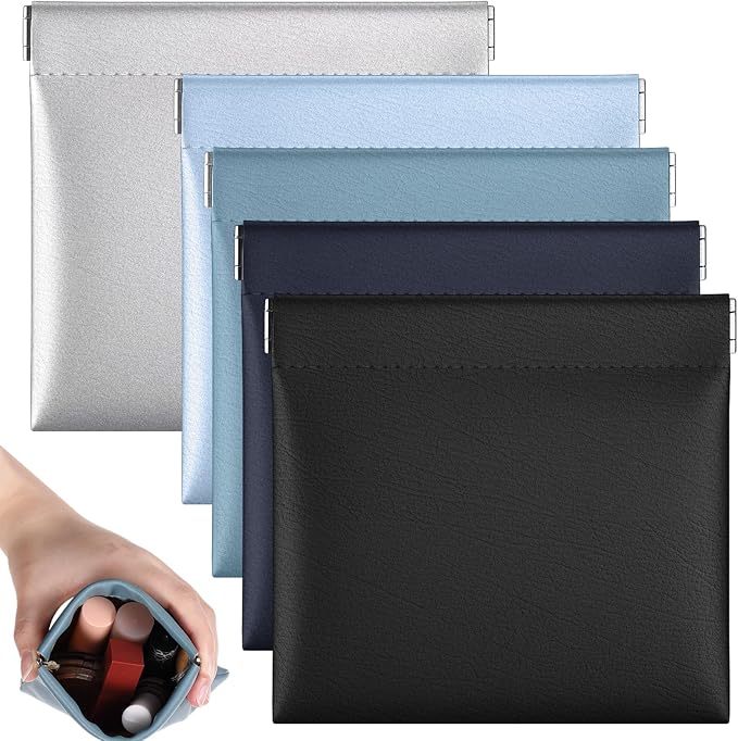 6 Pack PU Leather Small Coin Purse Mini Change Purse Coin Pouch Cash Wallet for Men Women Credit Card Lipstick(Classic Color)