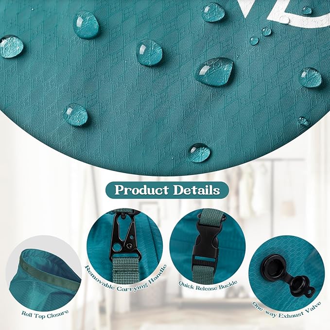 Travel Laundry Bag, Vacuum Compression Dirty Clothes Travel Bag, Waterproof Wet/Dry Space-Saving Laundry Storage Organizer, Smell Proof Storage Bag for Clothing, Swimming, Yoga, Gym, Camping