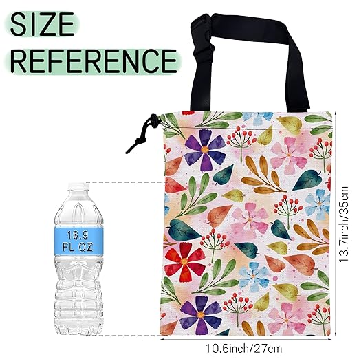 Spring Flower Car Garbage Bag,Waterproof Small Car Trash Bag Hanging Back of Seat,Drawstring Hanging Car Trash Bag with Adjustable Buckle for Car Accessories