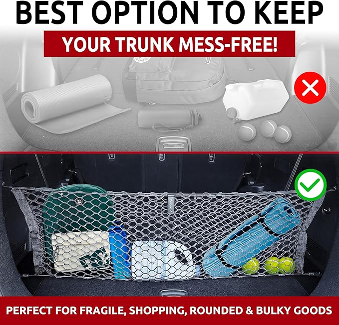 Envelope Style Automotive Elastic Trunk Mesh Cargo Net for Kia Sorento 2014-2025 - Premium Trunk Organizer and Storage - Luggage Net for SUV - Best Car Organizer for Kia Sorento