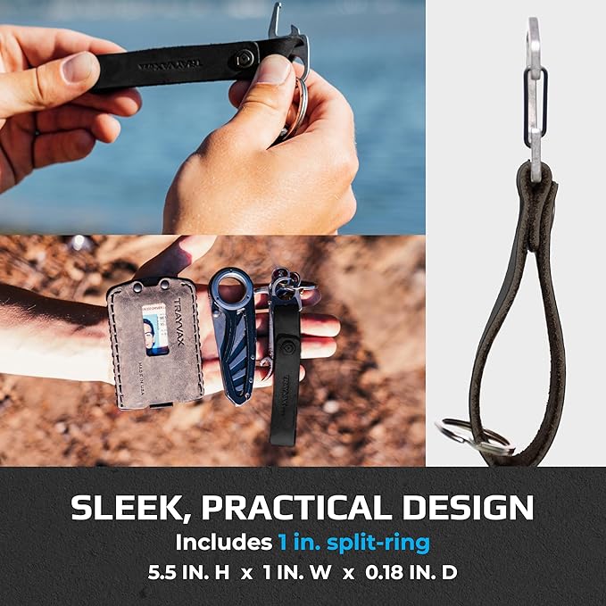 Trayvax Keyton Leather Keychain, Quick Release Carabiner Clip Key Chain for Men and Women, Stainless Steel