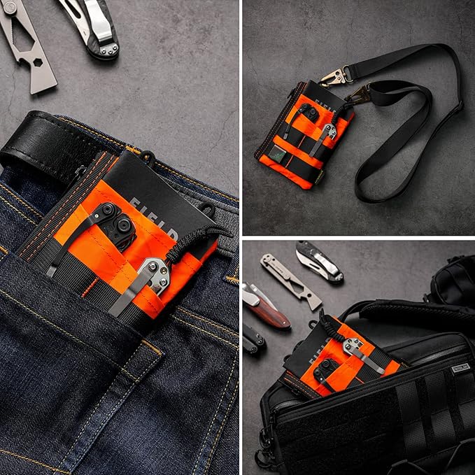 VIPERADE VE18 EDC Pouch, Pocket Organizer for Men, EDC Pocket Organizer, 3 Slots with 2 Zipper Pockets, Multitool Pouch