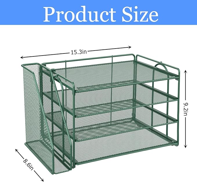 gianotter 4-Tier Paper Organizer With Magazine Holder, Desk Organizers and Accessories, Desk Accessories & Workspace Organizers, File Organizer for Office Supplies Storag (Green, 4-Tier)