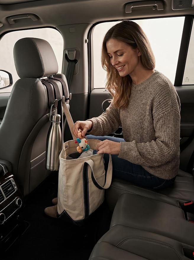 Car Purse Hooks, Universal Headrest Hooks for Bags, 4 Pack | Keeps bags off floors | Helps stop spills | Fits most headrests | For purses, groceries, backpacks