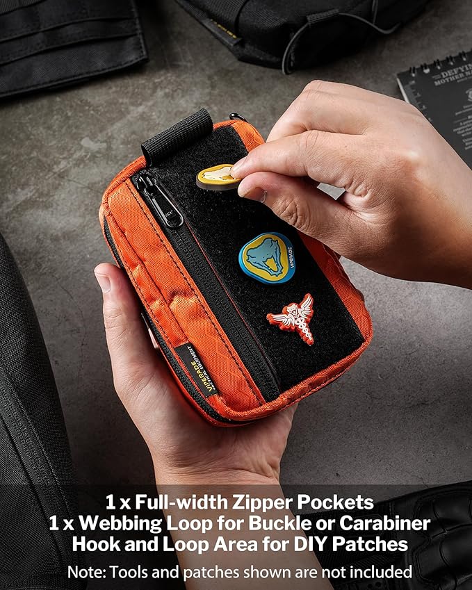 VIPERADE VE26 EDC Pouch Organizer with 11 Compartments, Small Tool Pouch with DIY Patches Area, EDC Pocket Organizer for Mutitools