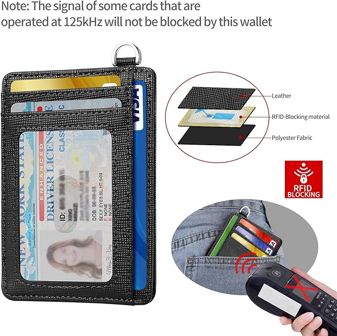 EcoVision Slim Minimalist Front Pocket Wallet, RFID Blocking Credit Card Holder Wallet with Detachable D-Shackle for Men Women