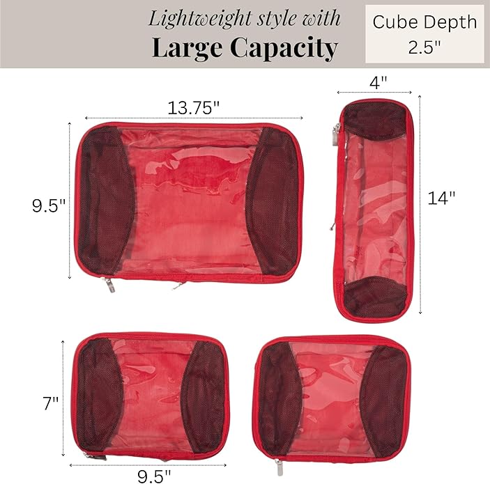 Baggallini Compression Cube 4-piece set - Lightweight Compression Packing Cubes for Travel