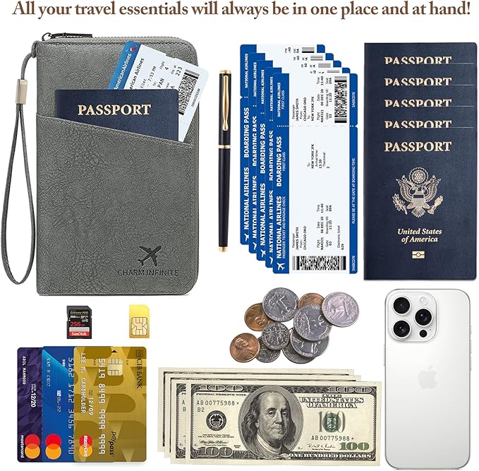 Family Passport Holder for Travel Women and Men RFID Passport Holder with Card Slots Holder Passport Case Passport cover Passport Wallet Travel Essentials and Accessories
