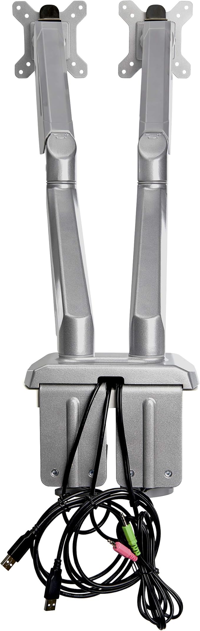 StarTech.com Desk Mount Dual Monitor Arm with USB/Audio, Desk Clamp Ergonomic VESA Mount for up to 32" (17.6lb/8kg) Displays
