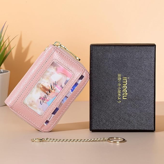 imeetu Rfid Credit Card Holder,Genuine Leather Businese Card Case,Rfid Blocking Wallet for Women & Men