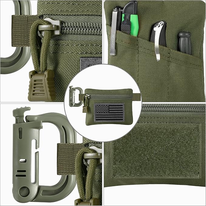 FRTKK 2 Pack Tactical Compact EDC Pouches Military Molle Utility Pouch Accessories Organizer Pouch Coin Purse Keychain Pocket Credit Card Holder Waist Pack