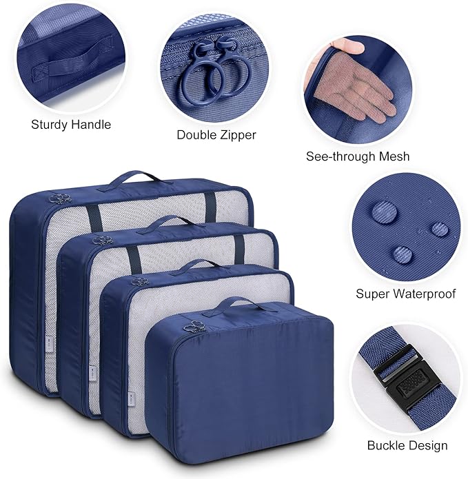 Mossio 9 Set Packing Cubes with Shoe Bag & Electronics Bag - Luggage Organizers Suitcase Travel Accessories
