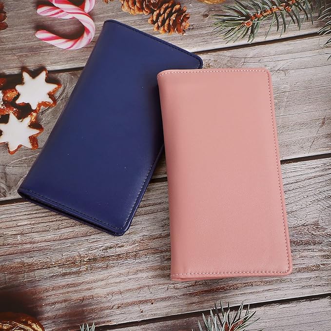 Sanlykate Leather Checkbook Cover for Men and Women, Check Book Case Card Holder with Free Divider, Standard Register Duplicate Checks with pen inserts