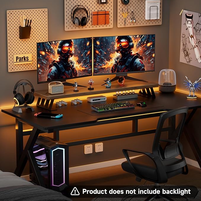 Dual Monitor Stand Riser, 39 Inch Large Wood Monitor Stands for 2 Monitors, Desk Monitor Riser for Computer/Laptop/Printer/TV, Stand Riser up to 220 lbs