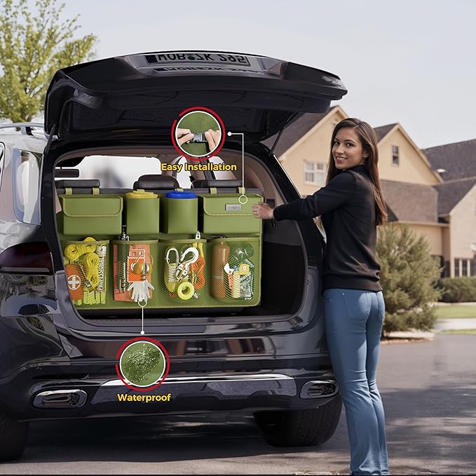 SURDOCA Car Trunk Organizer, LARGE CAPACITY(43 x 19 in) Car Storage Bag with 8 Pockets, 7X Upgraded Trunk Storage Organizer for Car, SUV, Truck, MPV