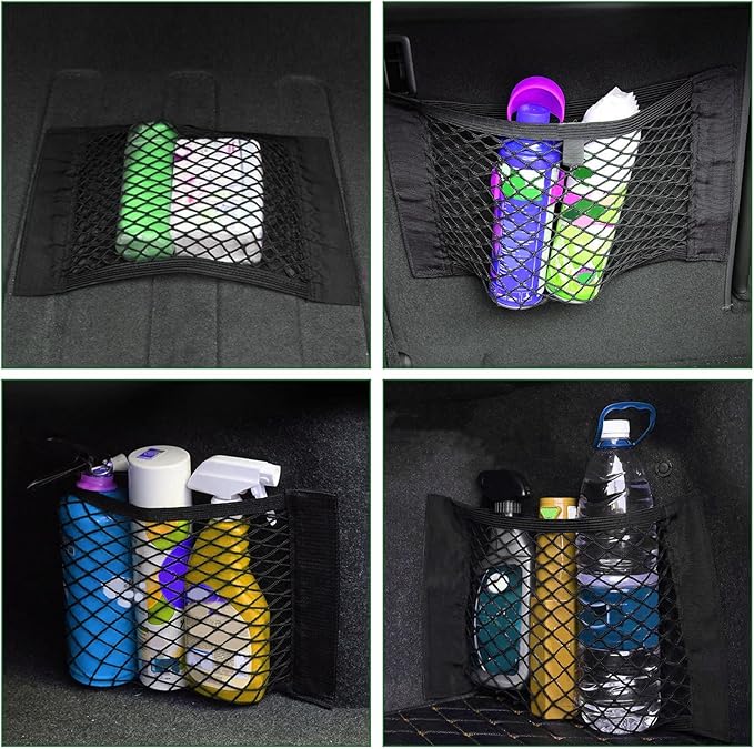 6 Pcs Mesh Cargo Net Universal Stretchable Elastic Rv Storage Netting with Adhesive Tape 4 Different Sizes Pocket Car Storage Net for Trunk Rv Boat Car Kitchen Cabinet Closet Home