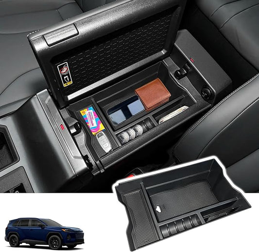 Upgraded Center Console Organizer Compatible with 2026 Toyota RAV4 6th Gen Accessories, Interior Insert ABS Materials Tray, Armrest Box Secondary Storage Tray