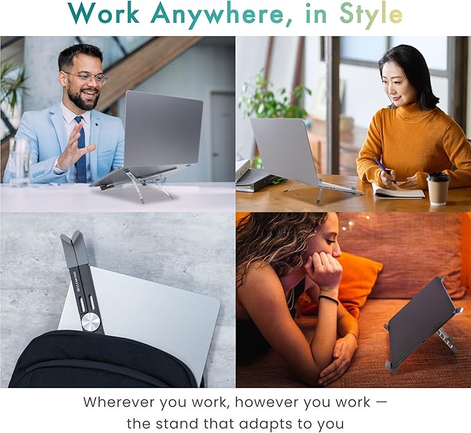 BELLEMOND Adjustable Laptop Stand | Foldable Aluminum Riser | X-Frame Ergonomic Japanese Design | Fits MacBook Pro/Air, Dell, HP, Lenovo & 10–17.3” Laptops | Portable & Lightweight | Midnight Black