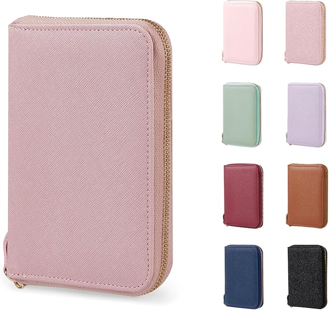 CoBak Passport Holder Cover with Safe Zipper Closure, Premium Passport Wallet for Travel, Cute RFID Blocking Card Case, Waterproof Travel Accessories for Women, Grain Rose Gold