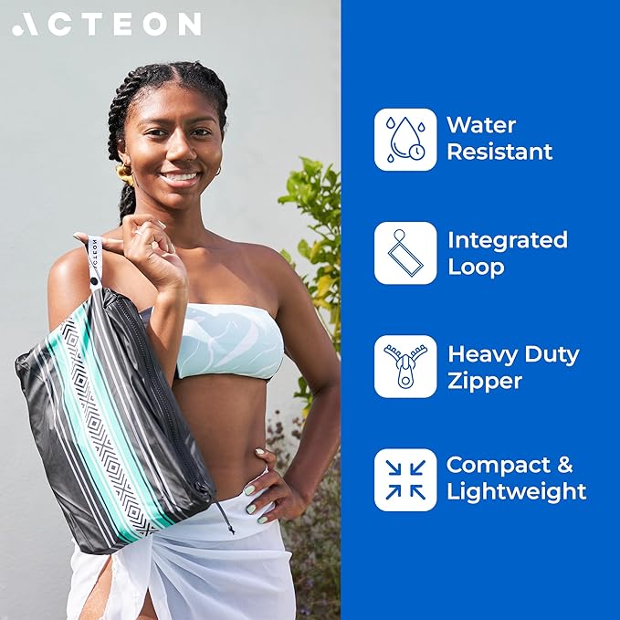 Acteon Water-Resistant Bag - Small Water-Resistant Bags for Swimming & Travel - Water-Resistant Pool & Beach Pouch Sandproof - Dry Bags for Travel, Towels, Swimsuit, Small Laundry & Toiletries