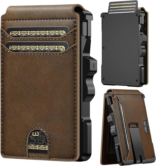 furid Smart Wallet For Men Slim: Rfid Minimalist Pop Up Wallets with Money Clip Metal Credit Card Holder - Gifts for Husband Father at Birthday Anniversary