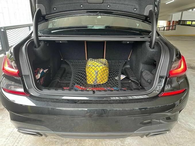 Rear Trunk Organizer Cargo Net for BMW 3-Series 1999-2026 – Floor Style Cargo Net for Sedan – Premium Mesh Car Trunk Organizer Vehicle Carrier Storage – Compatible with 3-Series
