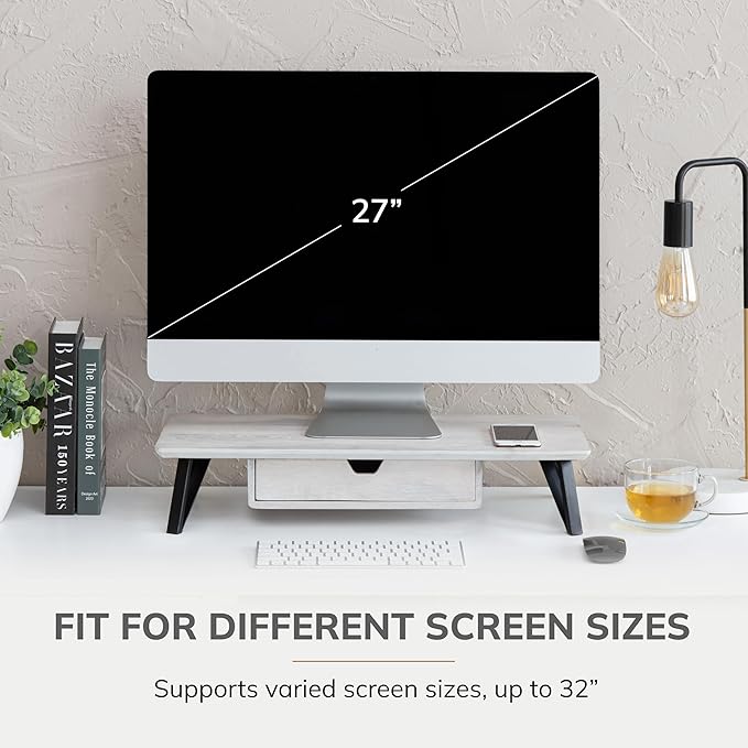 Anji Mountain Monitor Stand - Desktop Organizer & Laptop Riser, Ergonomic Monitor Riser, Space-Saving Monitor Stand for Desk, Durable Construction, Easy Assembly, Ideal for Home & Office,Natural